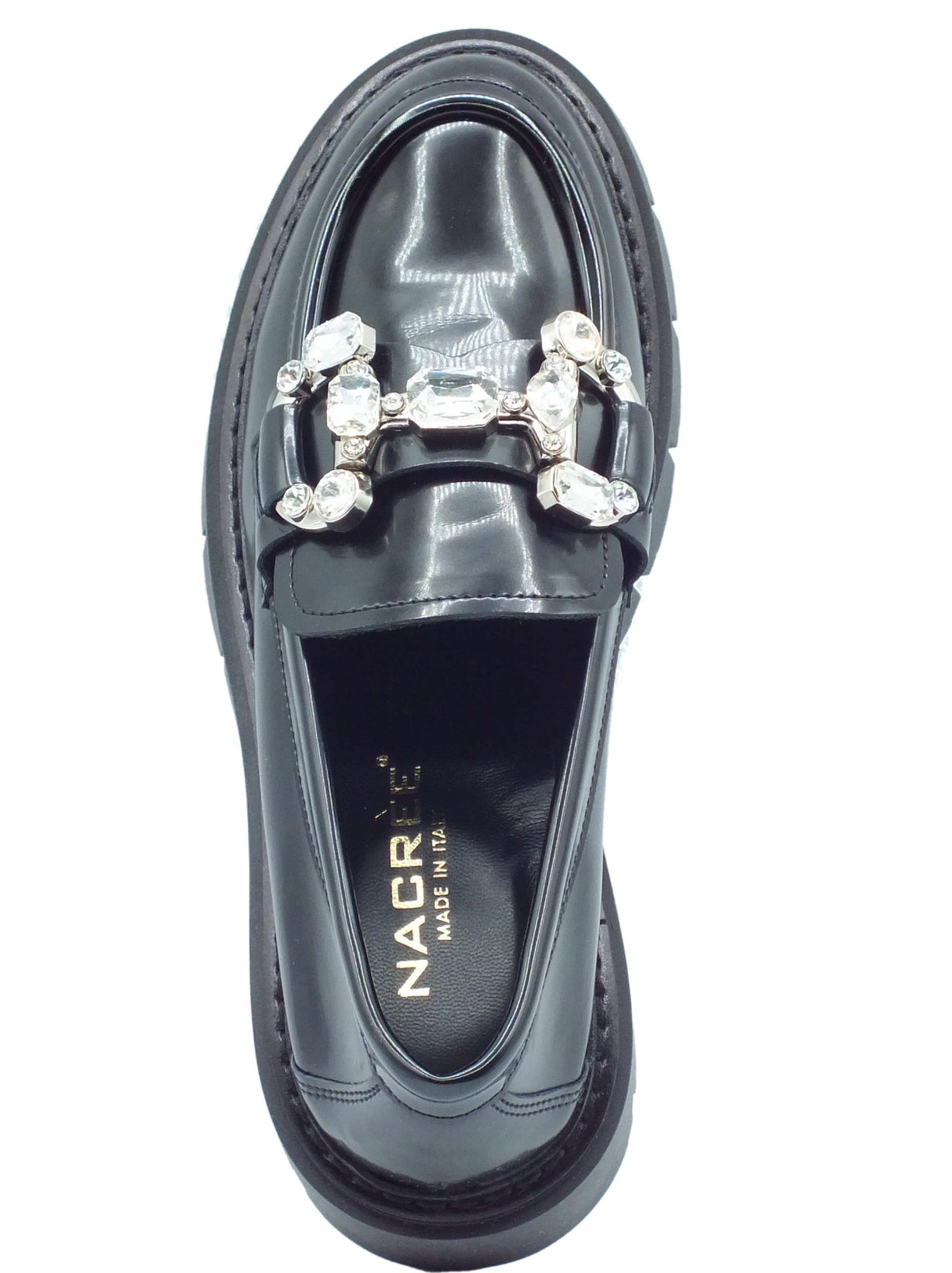 Nacrèe Nacrèe 6383005 Pool Nero Mocassini classici con zirconi per Donna tacco medio Nero