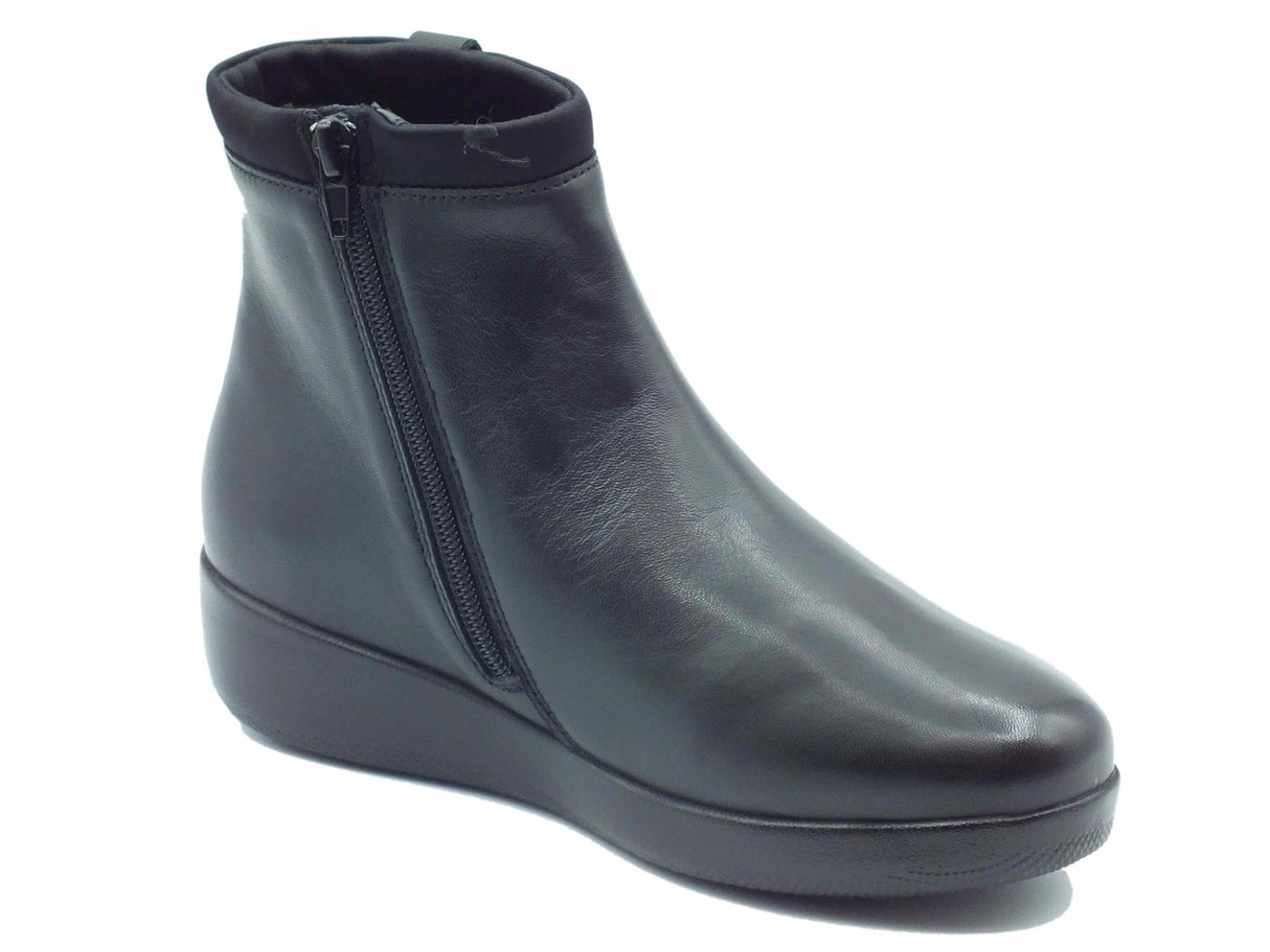 Stonefly Stonefly 218406 Paseo Nappa Black Tronchetti per Donna in pelle con zeppa media Black