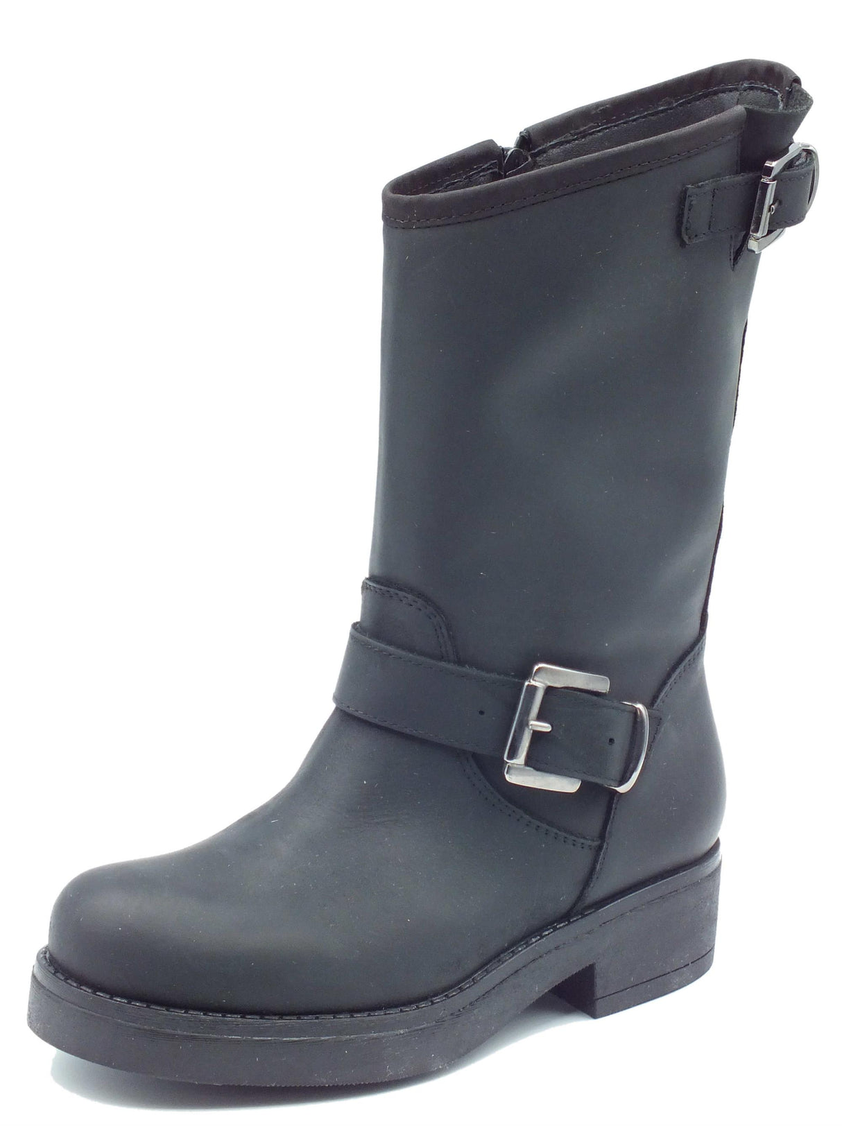 Stelio Malori STM - Stelio Malori 1300 Sullivan Nero Stivali per Donna in pelle con lampo e taglio trasversale Nero