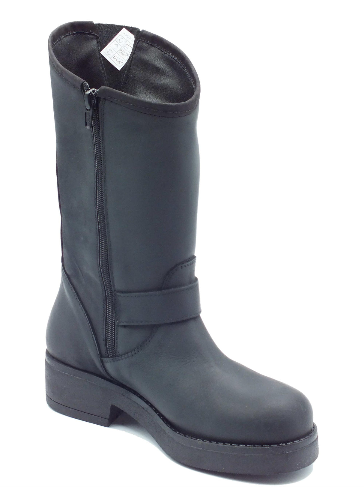 Stelio Malori STM - Stelio Malori 1300 Sullivan Nero Stivali per Donna in pelle con lampo e taglio trasversale Nero