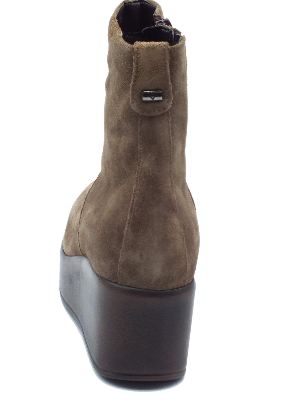 Valleverde Valleverde 28550 Camoscio Tortora Tronchetti per Donna in nabuk con lampo e zeppa alta Tortora