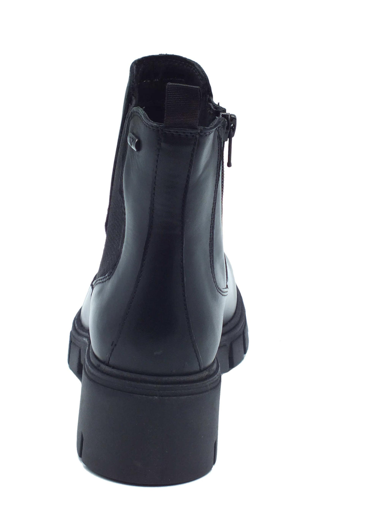 Valleverde Valleverde 49200 Nappa Nero Scarponcini per Donna in pelle con lampo ed elastico laterale Nero