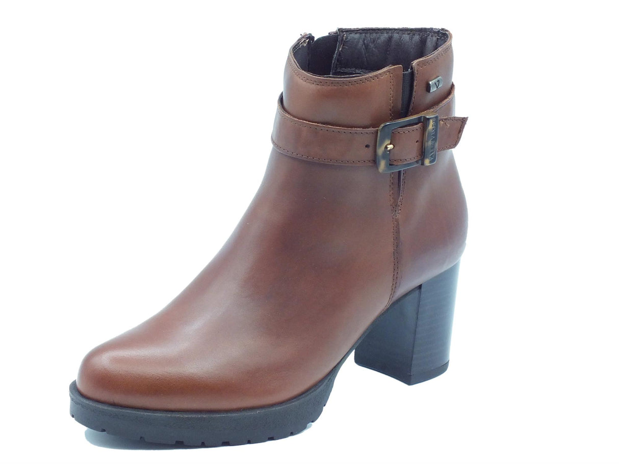 Valleverde Valleverde 49362 Nappa Marrone Tronchetti per Donna in pelle con lampo e tacco alto Marrone