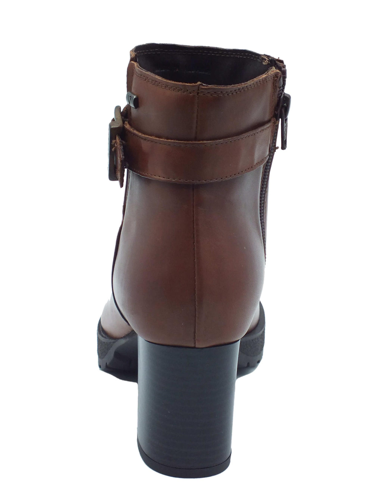 Valleverde Valleverde 49362 Nappa Marrone Tronchetti per Donna in pelle con lampo e tacco alto Marrone