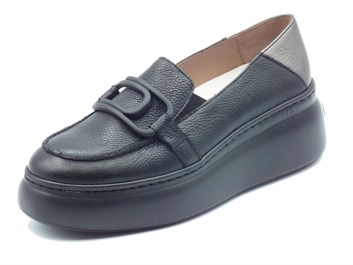 Wonders Wonders A-2641 Wild Negro Mocassini per Donna in pelle con zeppa alta Wild Negro