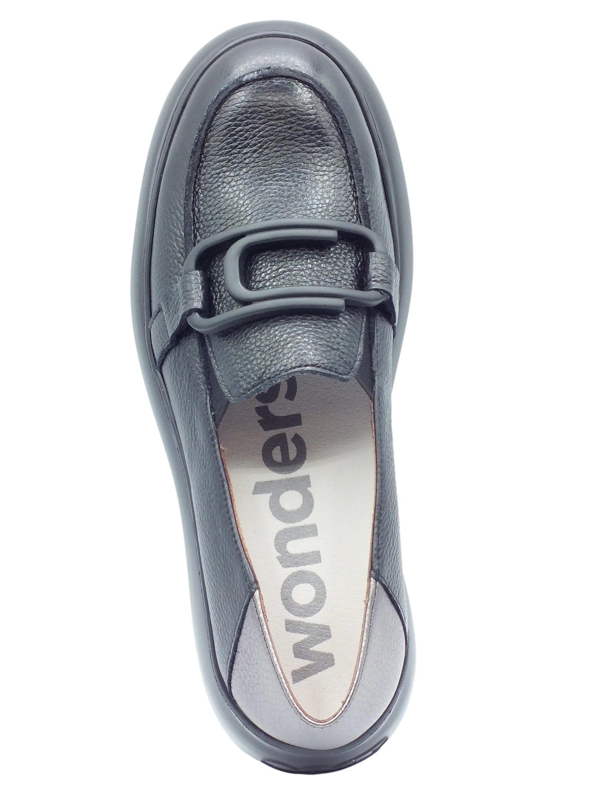 Wonders Wonders A-2641 Wild Negro Mocassini per Donna in pelle con zeppa alta Wild Negro