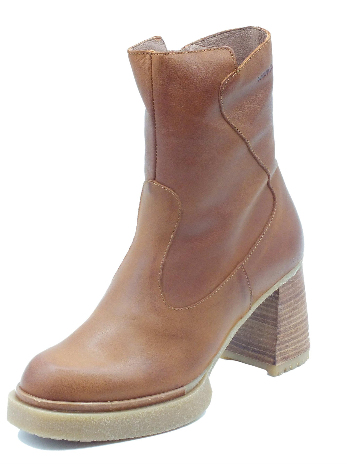 Wonders Wonders H-5210 Balm Verona Cuero Tronchetti con tacco per Donna in pelle cuoio con lampo Verona Cuero
