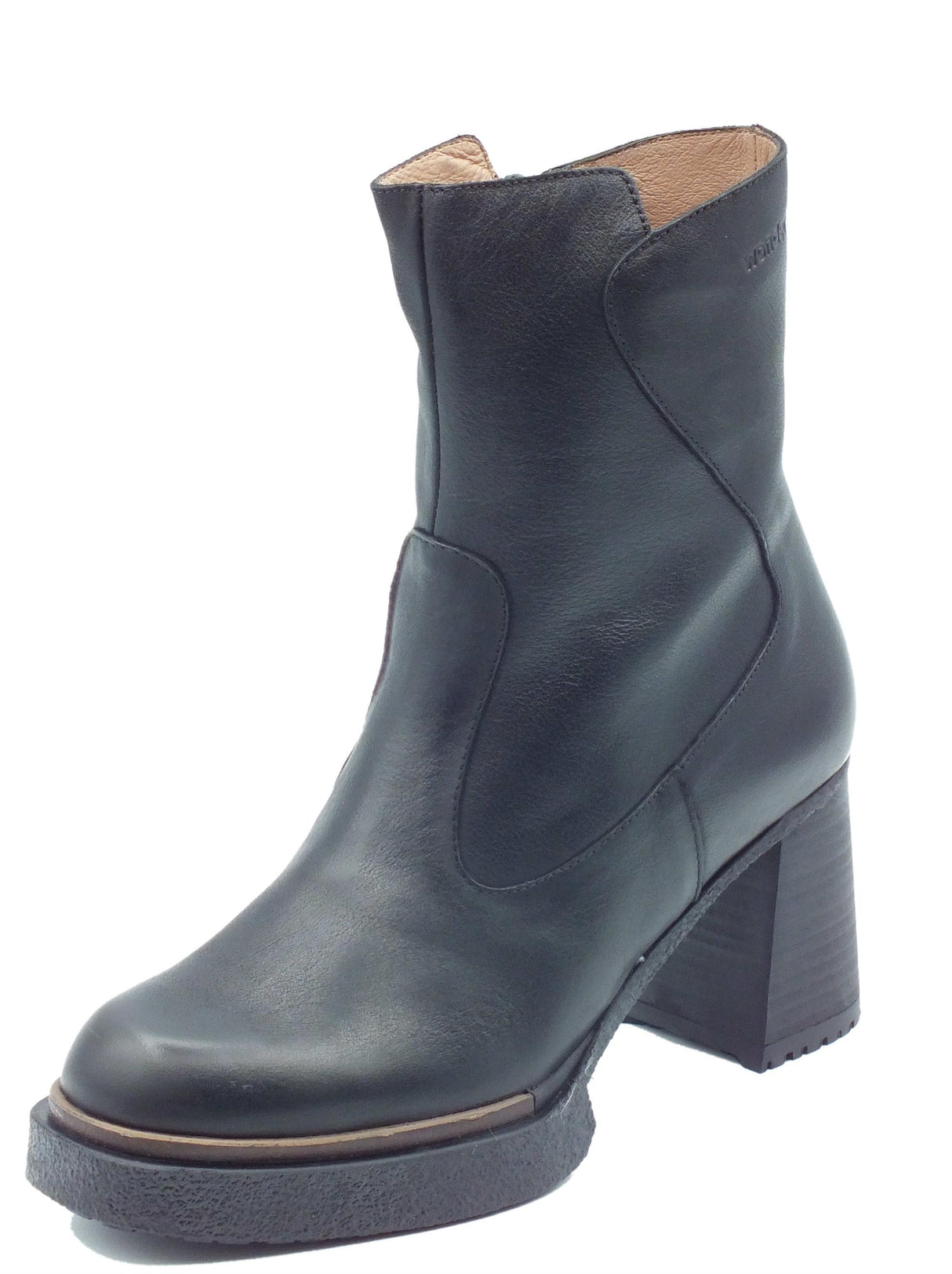 Wonders Wonders H-5210 Balm Verona Negro Tronchetti con tacco per Donna in pelle con lampo Verona Negro