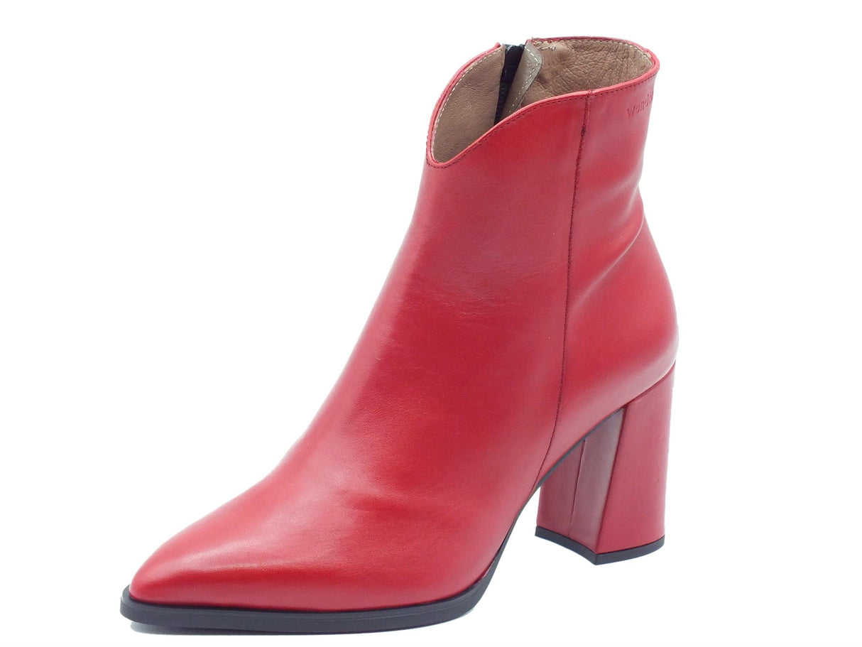 Wonders Wonders H-5403 Nara Bora Rubi Tronchetti a punta con tacco alto per Donna in pelle rossa con lampo rosso