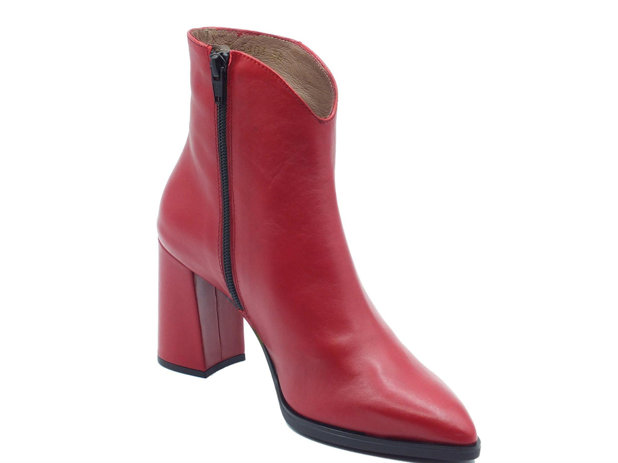Wonders Wonders H-5403 Nara Bora Rubi Tronchetti a punta con tacco alto per Donna in pelle rossa con lampo rosso
