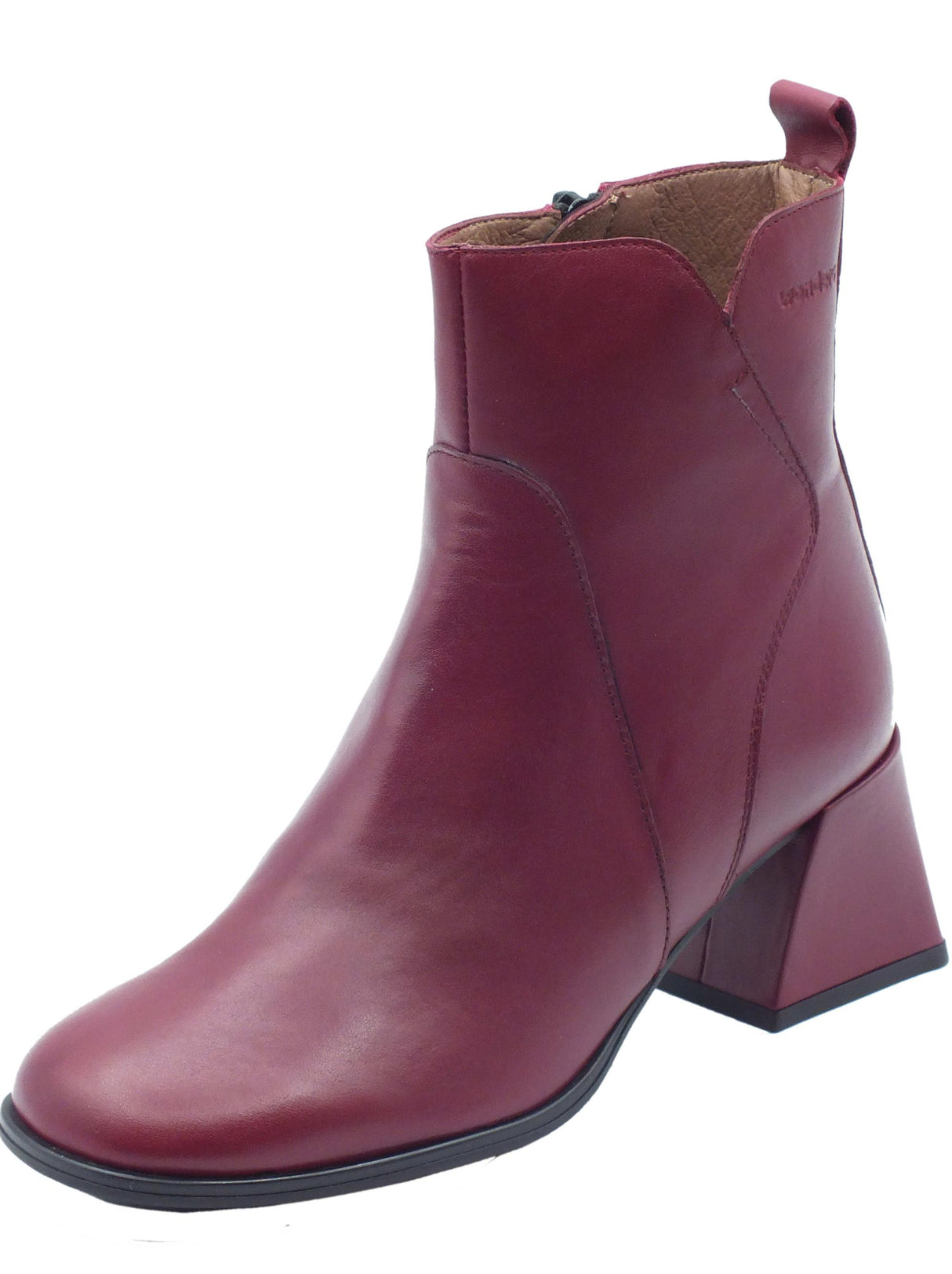 Wonders Wonders H-5710 Marine Bora Vino Tronchetti con tacco basso per Donna in pelle con lampo Marine Bora Vino