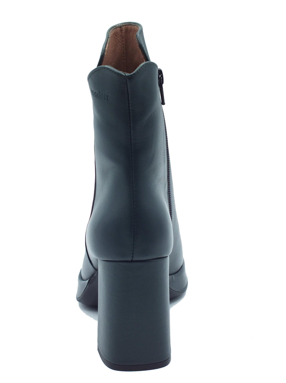 Wonders Wonders H-5923 Santo Bora Irati Tronchetti con tacco alto per Donna in pelle verde con lampo Irati