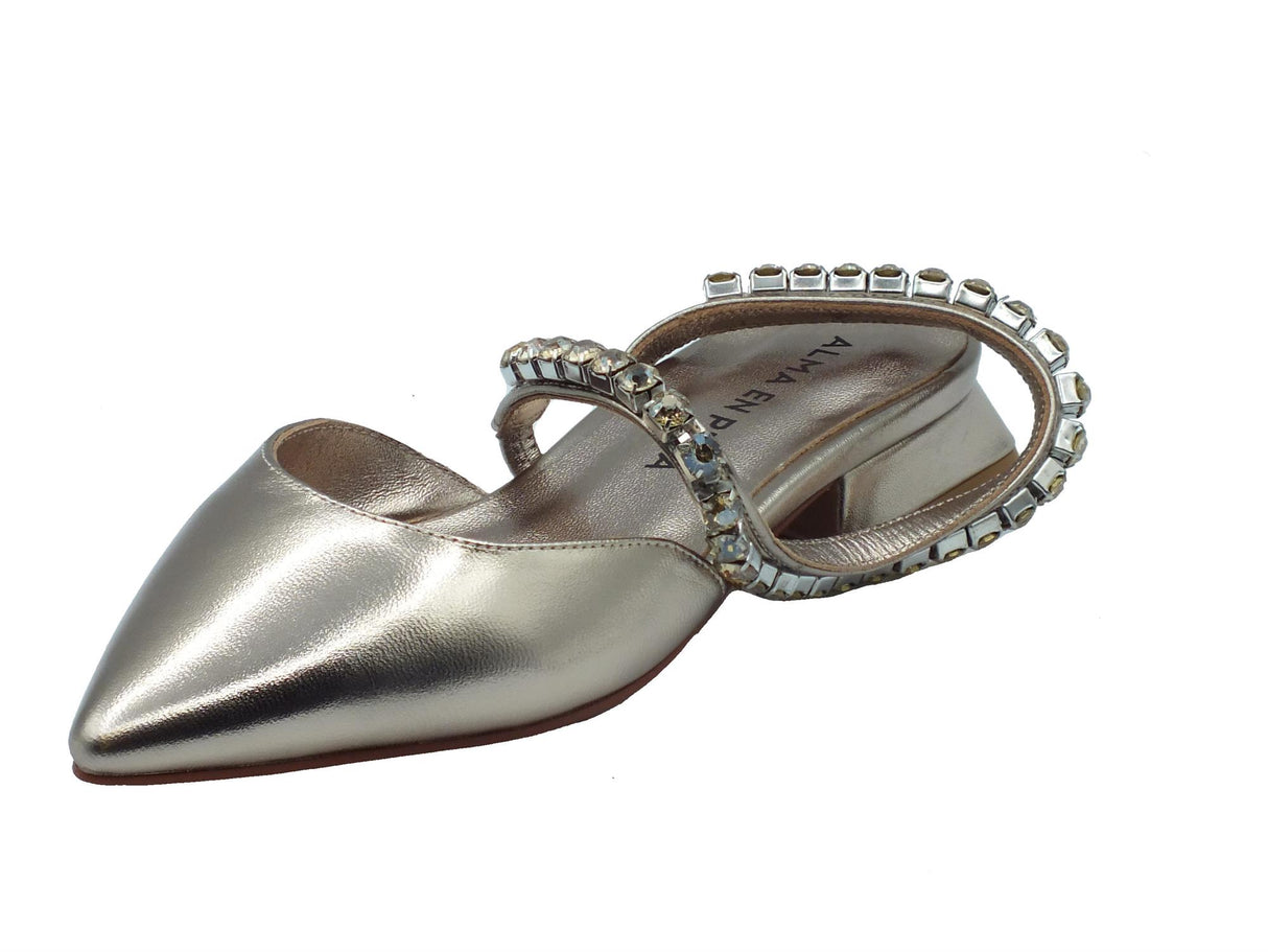 Alma en Pena Alma en Pena V240365 Diva Bronze Sandali eleganti a punta per Donna in pelle con tacco basso Diva Bronze