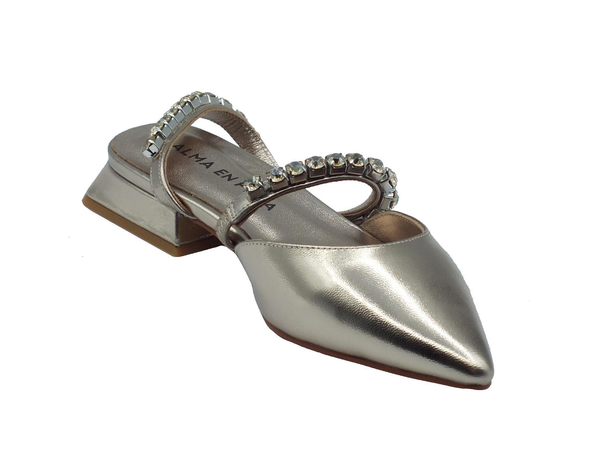 Alma en Pena Alma en Pena V240365 Diva Bronze Sandali eleganti a punta per Donna in pelle con tacco basso Diva Bronze