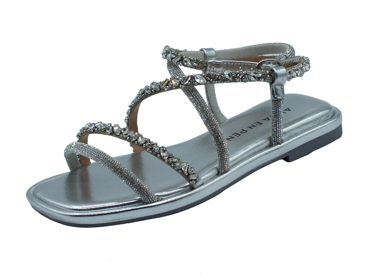 Alma en Pena Alma en Pena V240830 Diva Silver Sandali eleganti per Donna con tacco basso e brillanti Argento