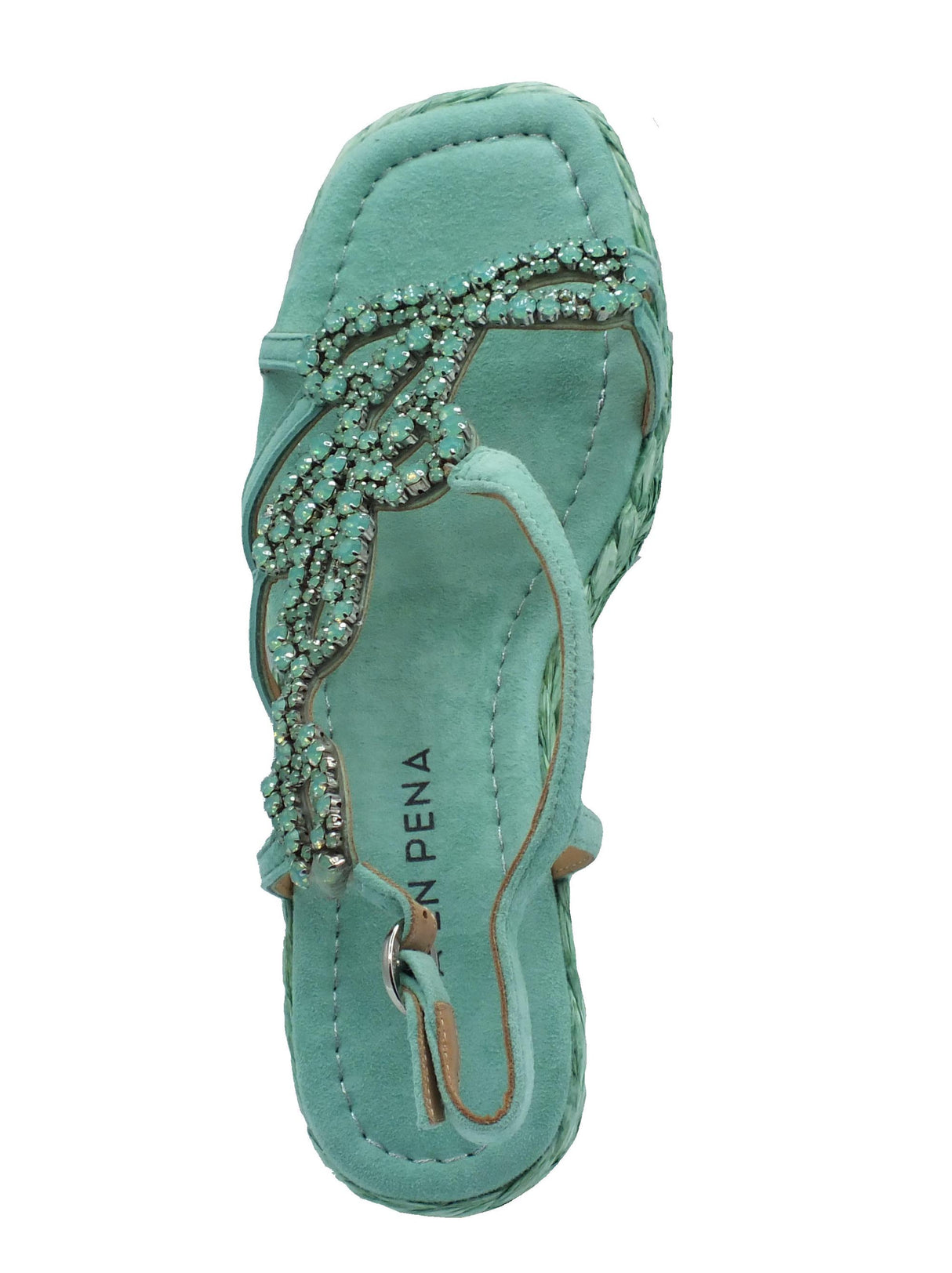 Alma en Pena Alma en Pena V241010 Suede Mint Sandali eleganti per Donna con brillanti verde zeppa alta Suede Mint