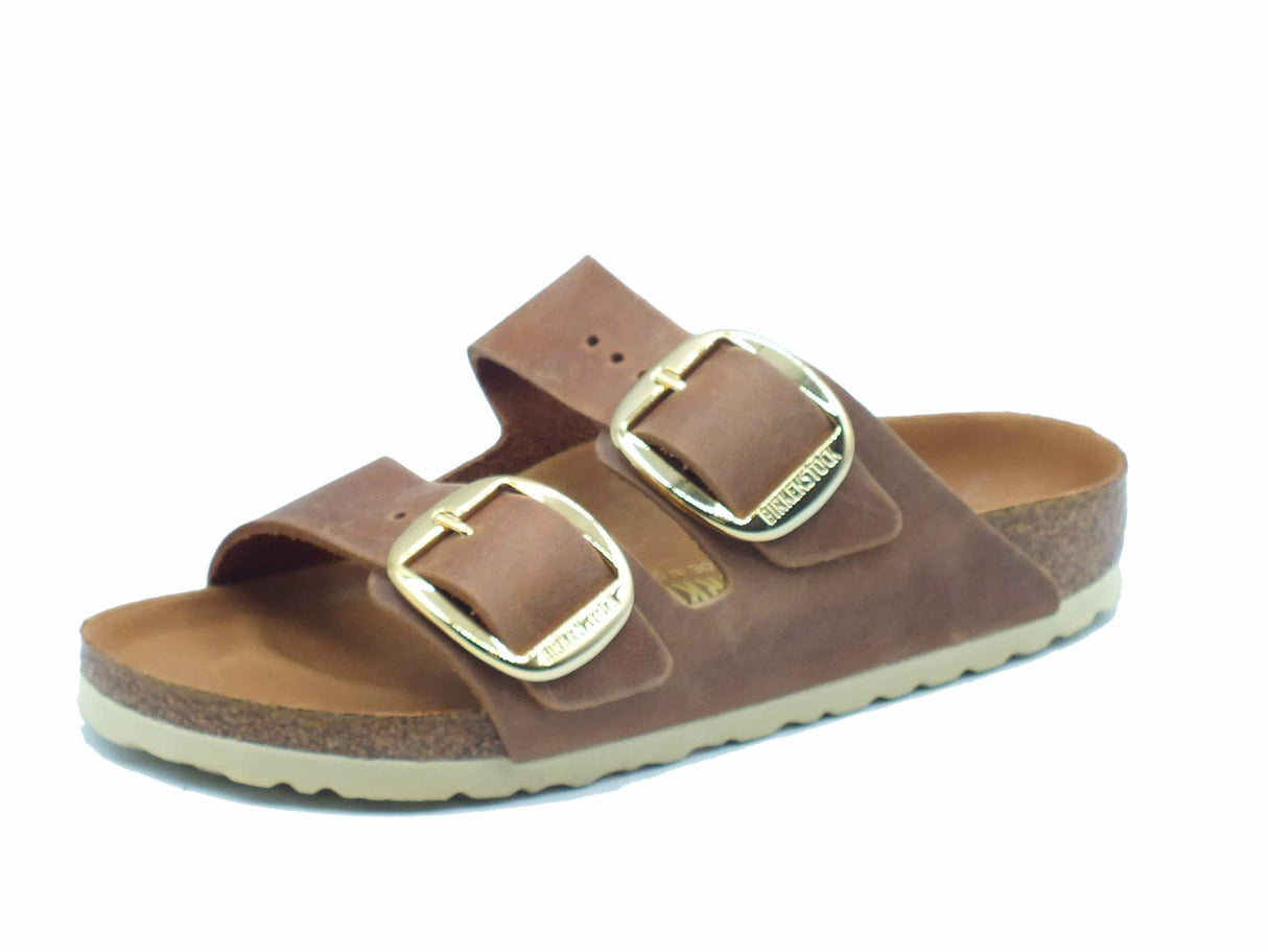 Birkenstock Birkenstock Sandali zeppa bassa Donna 1011073 Arizona Big Buckle Cognac pelle marrone cognac