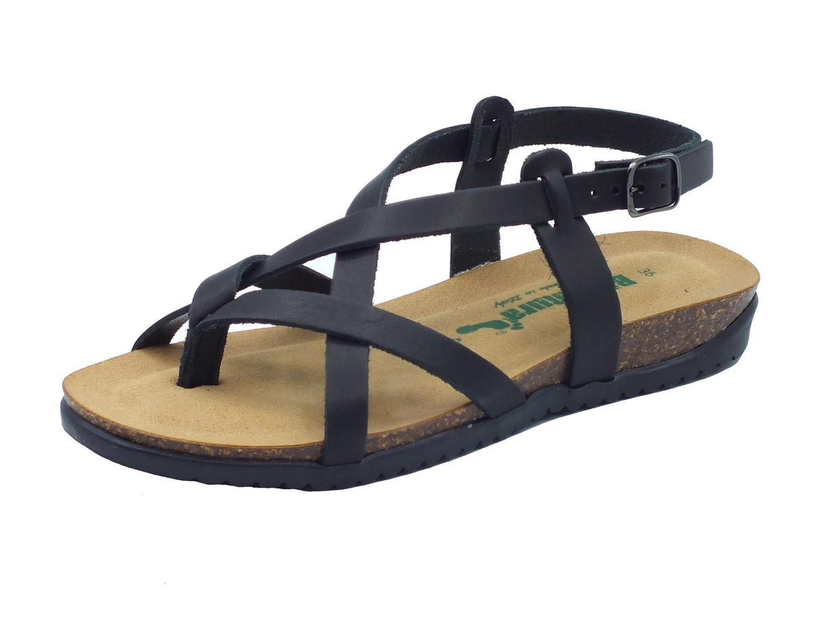 BioNatura BioNatura 34A2005 Toronto Nero Infradito per Donna in pelle zeppa bassa fibietta Nero