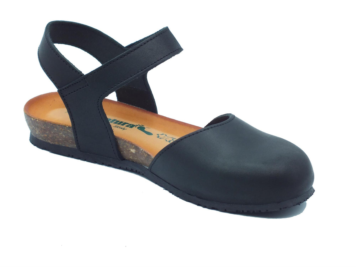 BioNatura BioNatura Sandali zeppa bassa Donna 68C2081 Toronto Nero pelle nero Nero