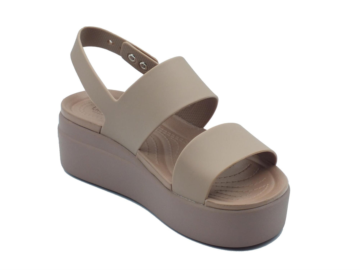 Crocs Crocs 206453 Brooklyn Low Wedge Latte Sandali con zeppa alta per Donna in gomma beige latte