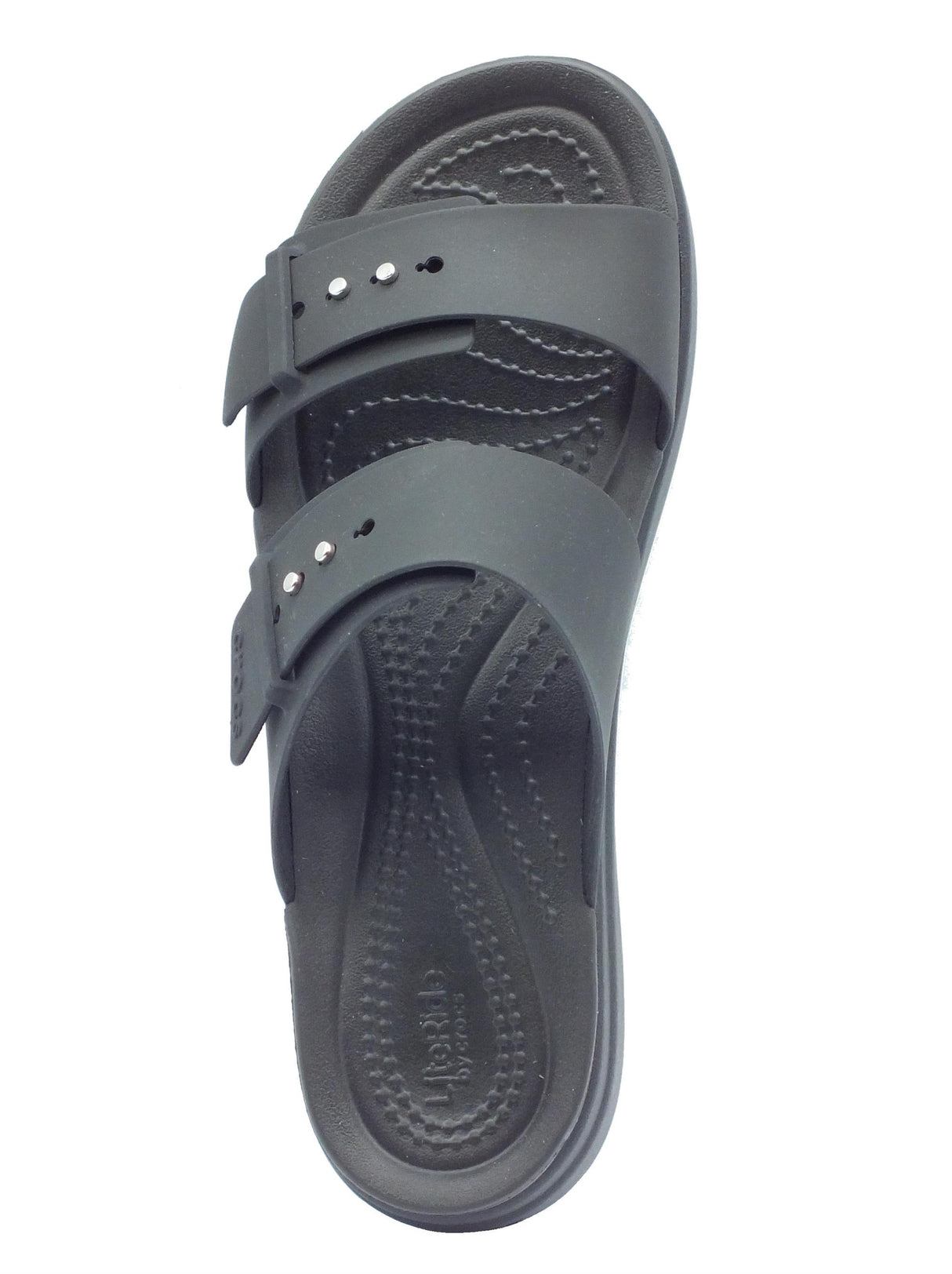 Crocs Crocs 207431 Brooklyn Buckle Lowwdg Black Sandali con zeppa alta per Donna in gomma Black
