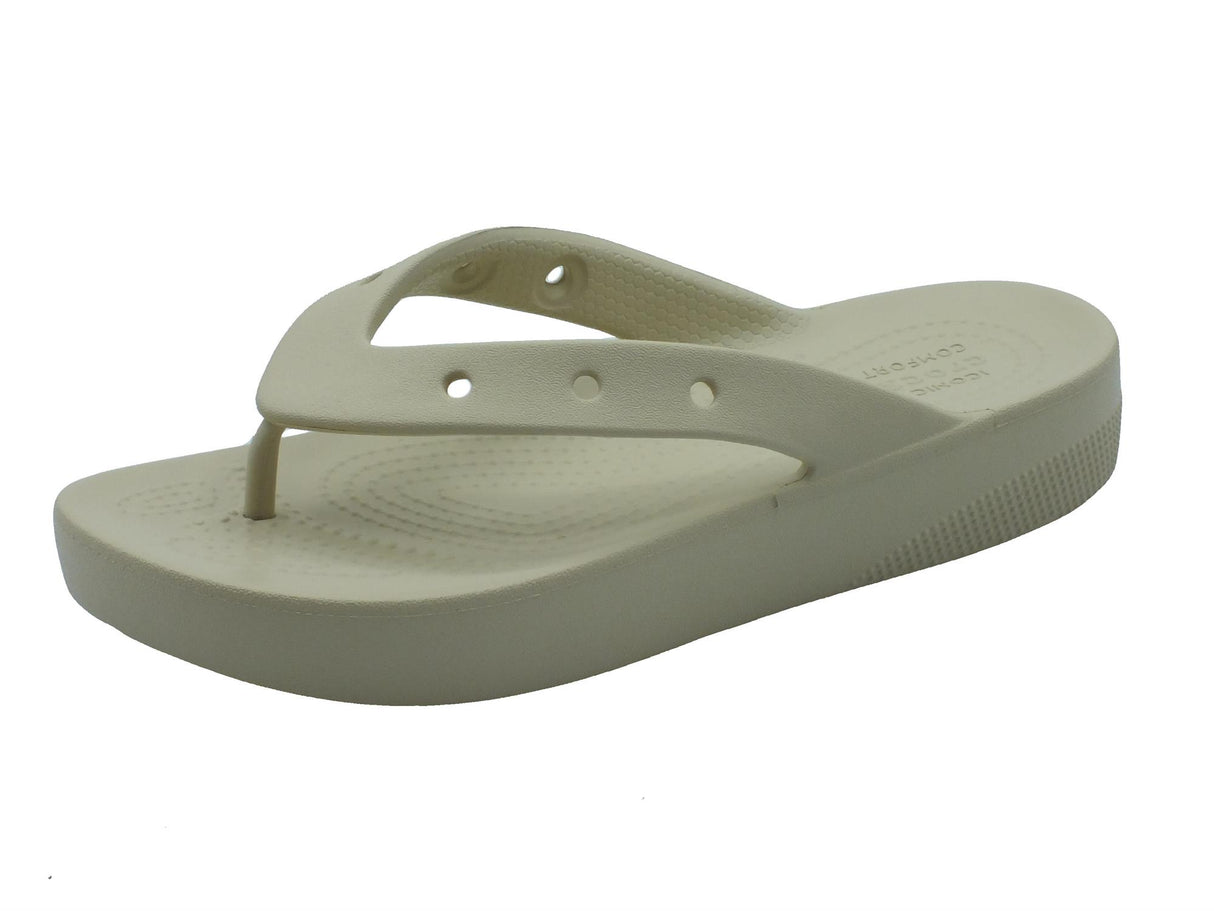 Crocs Crocs 207714 classic platform flip bone Infradito con zeppa media per Donna in gomma bianca Bianco