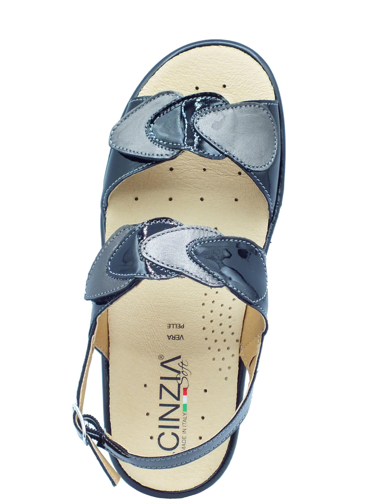 Cinzia Soft Cinzia Soft IO12636 Nero Sandali Confort Donna in pelle zeppa media doppio stretch e fibbia Nero