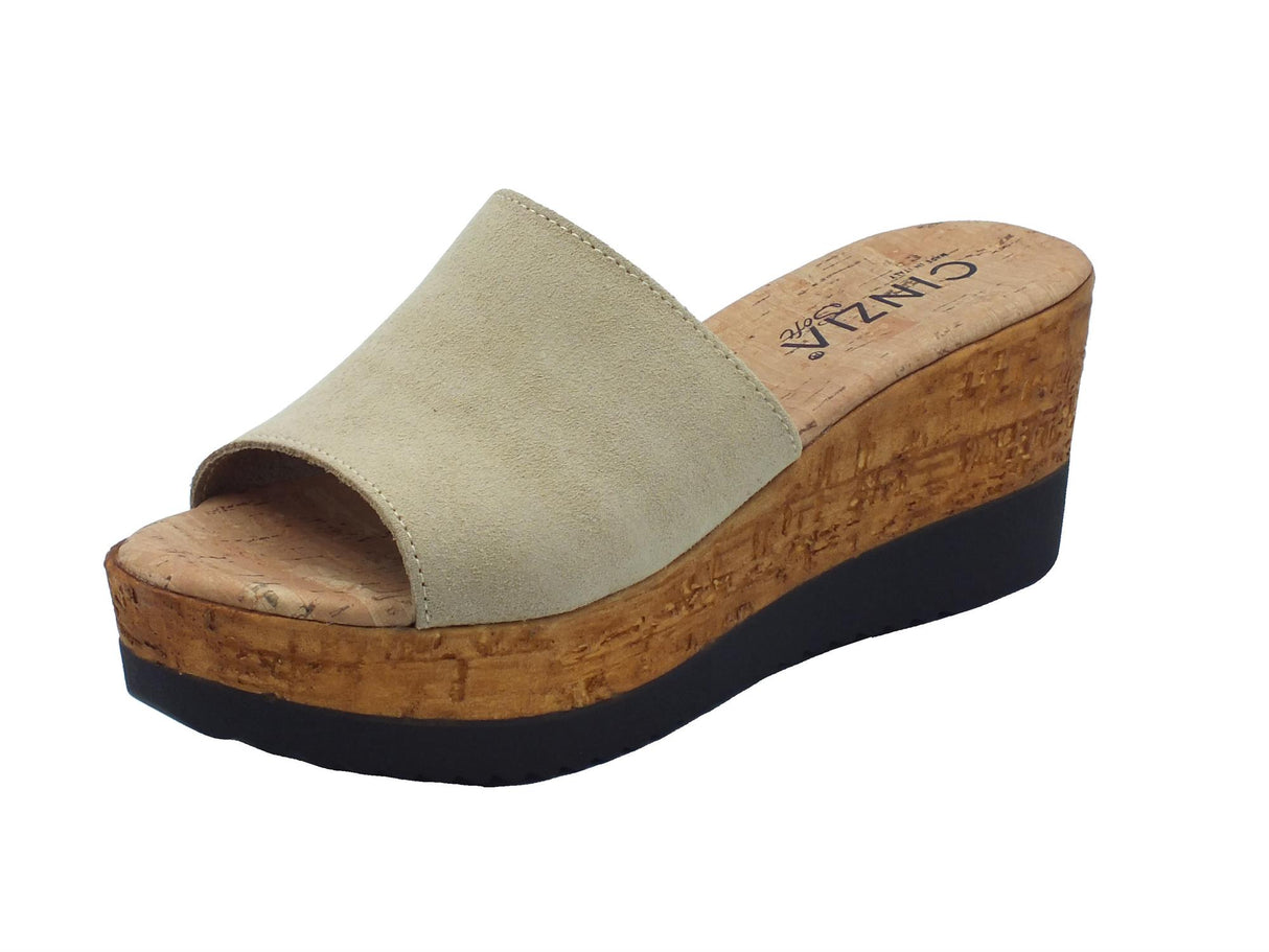 Cinzia Soft Cinzia Soft IAF53323 Cappuccino Sandali scalsati per Donna con zeppa alta in nabuk beige Cappuccino