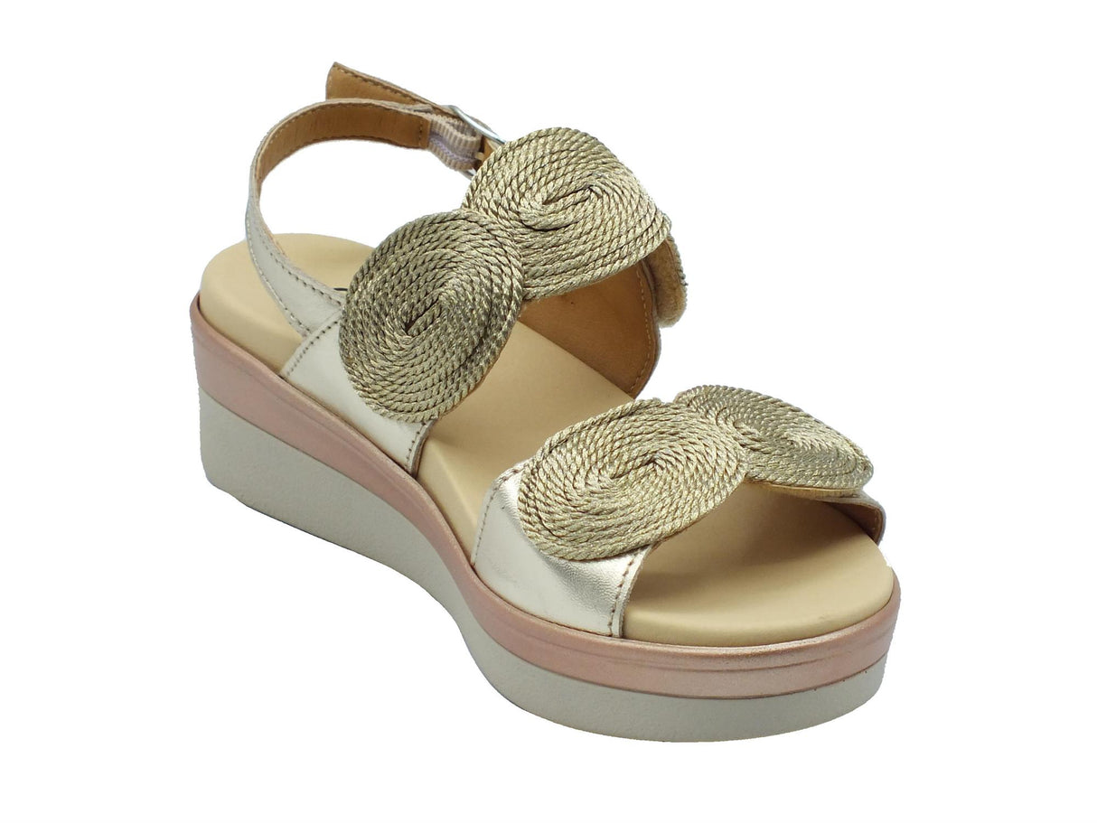 Cinzia Soft Cinzia Soft IO10687 Platino Sandali Confort Donna in pelle zeppa media doppio stretch Platino