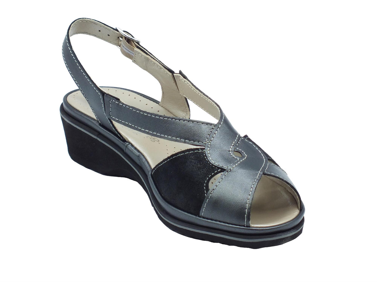 Cinzia Soft Cinzia Soft IP1Mary Nero Sandali Confort Donna in pelle zeppa bassa Nero