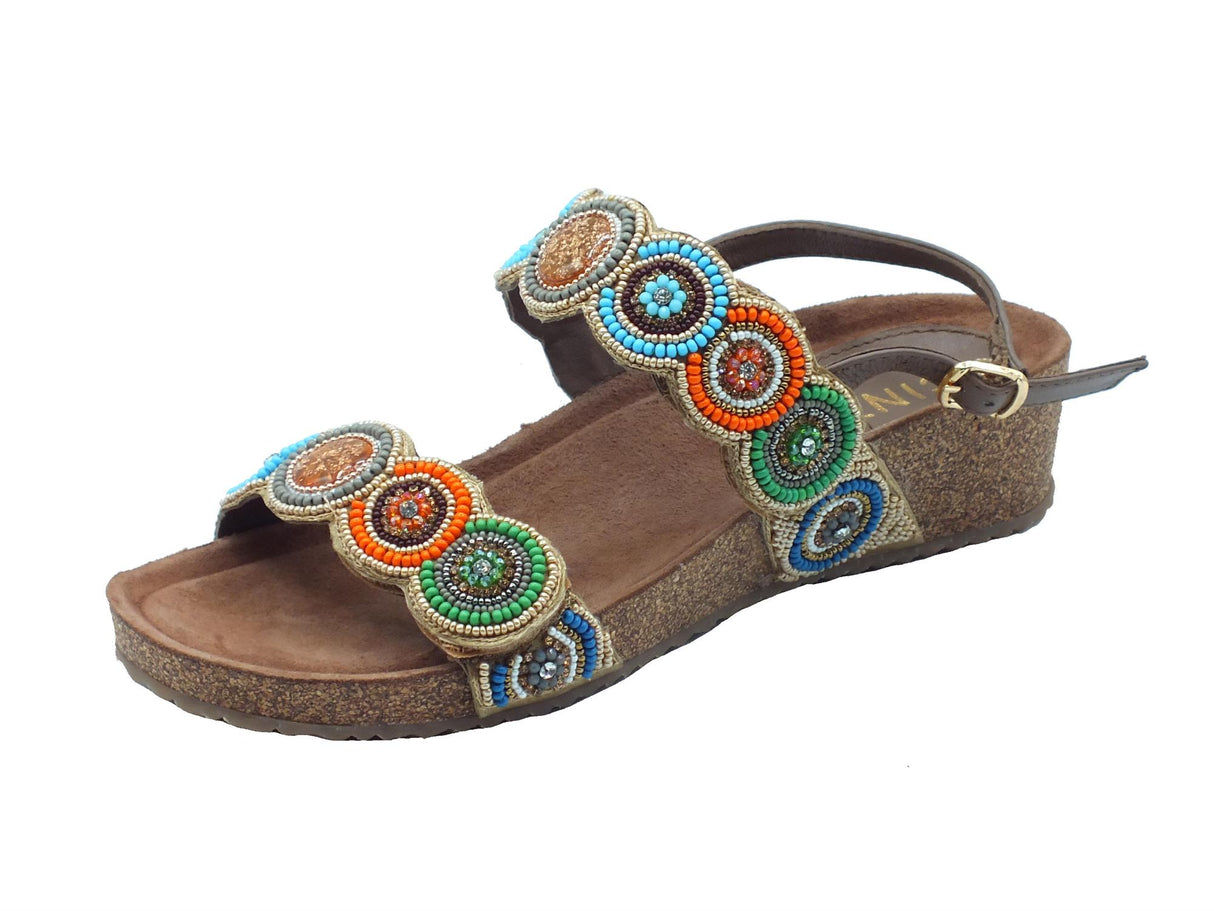 Cinzia Soft Cinzia Soft IT1014 Taupe Multi Sandali per Donna con perline multicolore zeppa bassa Taupe Multi