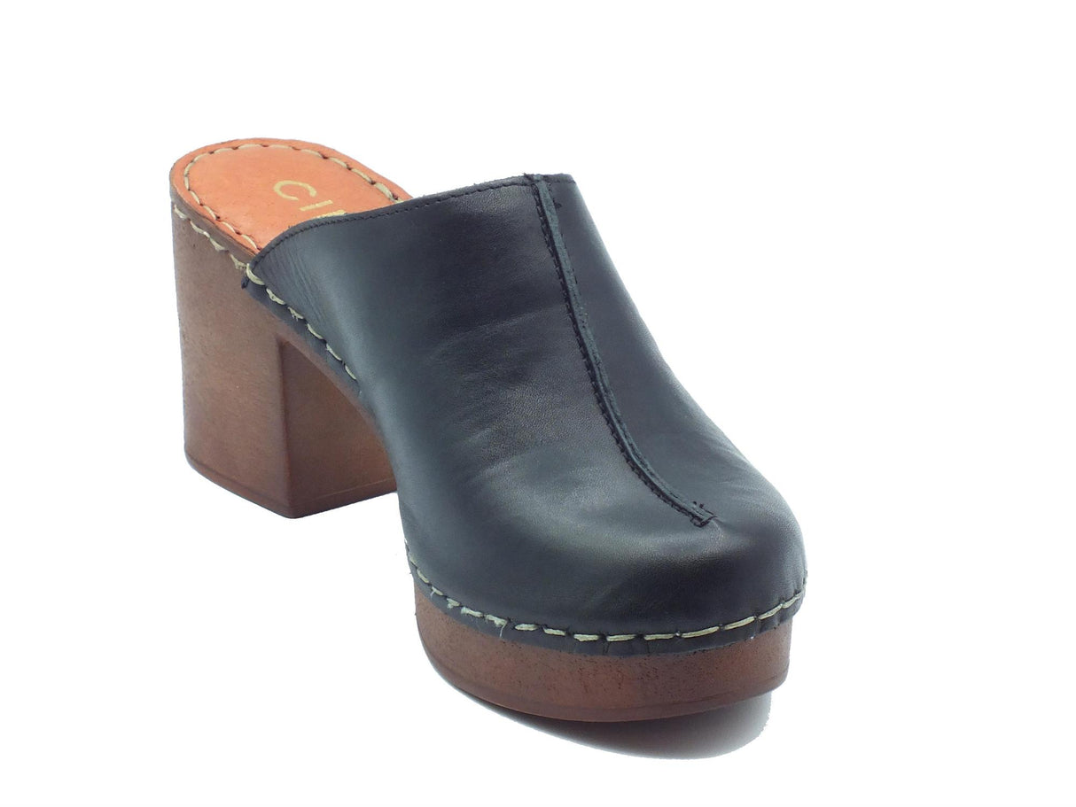 Cinzia Soft Cinzia Soft PQ1143624 Black Sabot per Donna con tacco e plateau in pelle Black