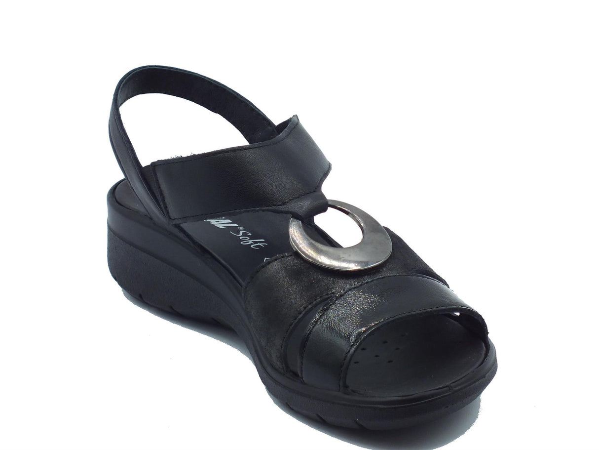 ENVAL Soft ENVAL Soft 5778600 Nappa Nero Sandali Confort per Donna in pelle con elastici Nero