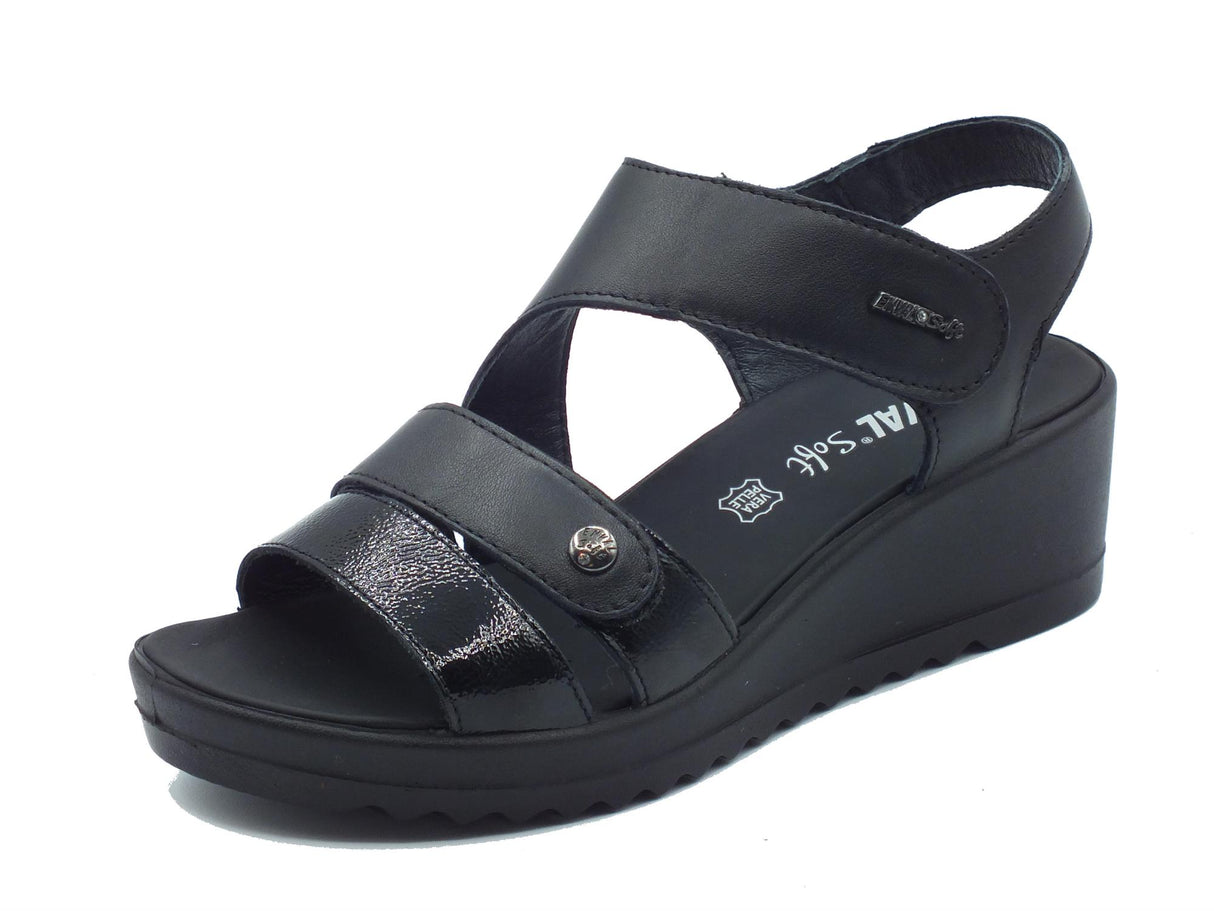 ENVAL Soft ENVAL Soft 5781000 Nappa Soft Nero Sandali Confort per Donna in pelle verniciata con zeppa alta Nero