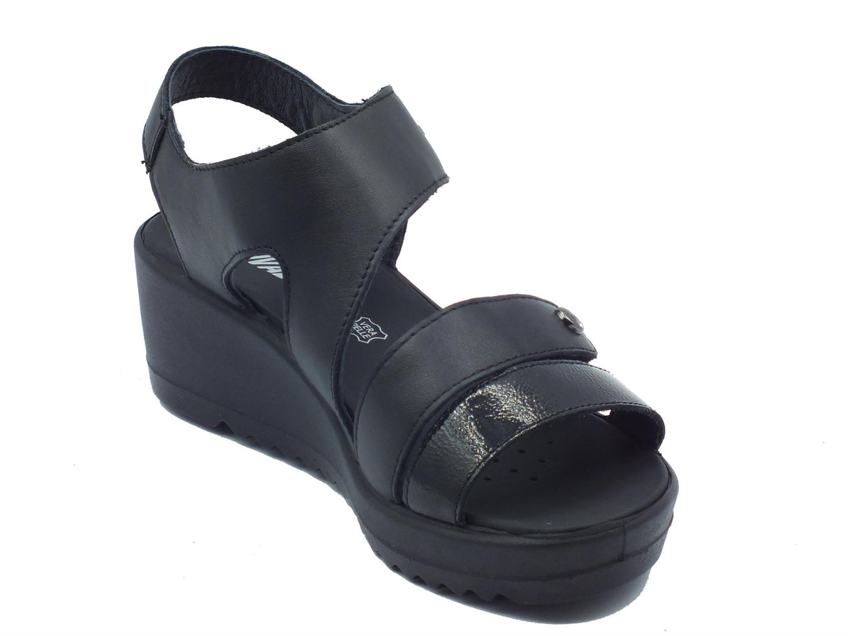 ENVAL Soft ENVAL Soft 5781000 Nappa Soft Nero Sandali Confort per Donna in pelle verniciata con zeppa alta Nero
