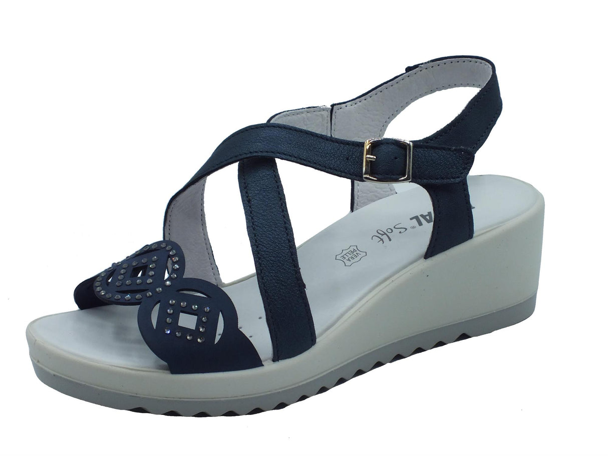 ENVAL Soft ENVAL Soft 5781211 Capra Jeans Sandali Confort per Donna in pelle blu con zeppa alta Jeans
