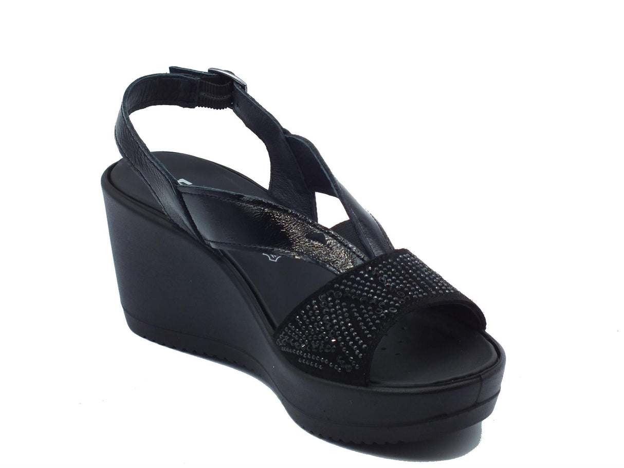ENVAL Soft ENVAL Soft 5786000 Naplak Nero Sandali Confort per Donna in pelle verniciata con zeppa alta Nero