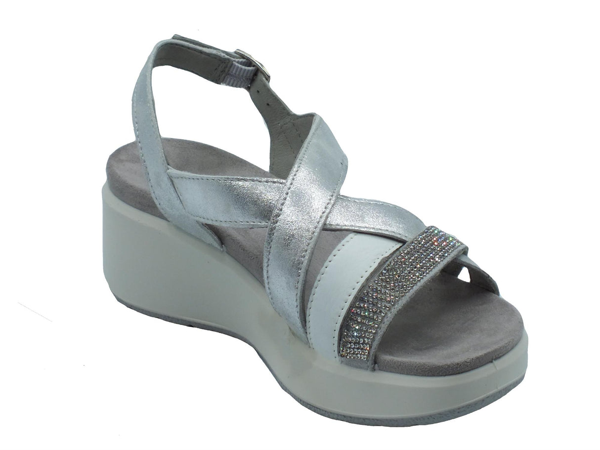 ENVAL Soft ENVAL Soft 5795911 Capra Bianco Sandali Confort per Donna in pelle con zeppa alta Bianco