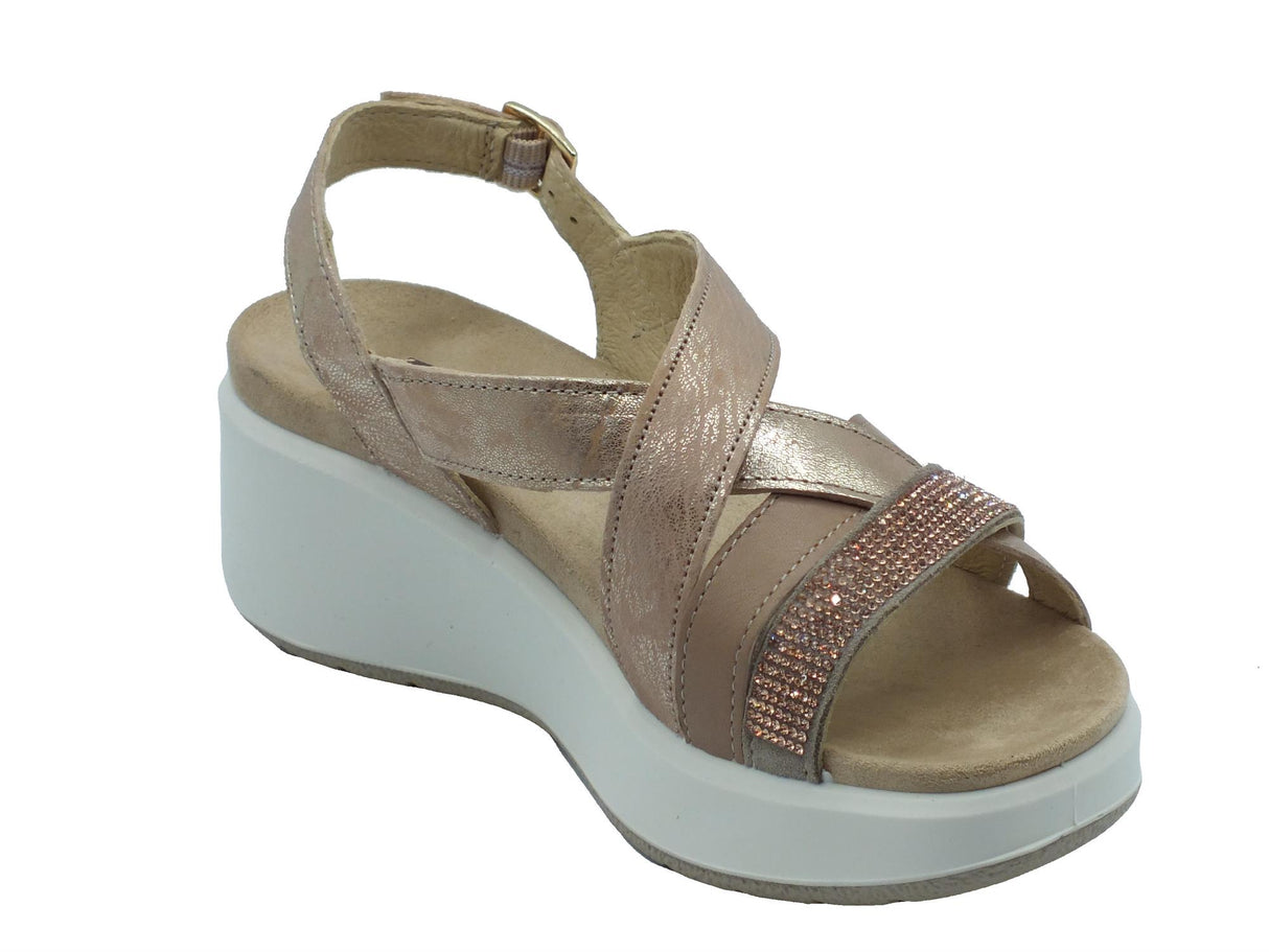 ENVAL Soft ENVAL Soft 5795922 Capra Sabbia Sandali Confort per Donna in pelle con zeppa alta Sabbia