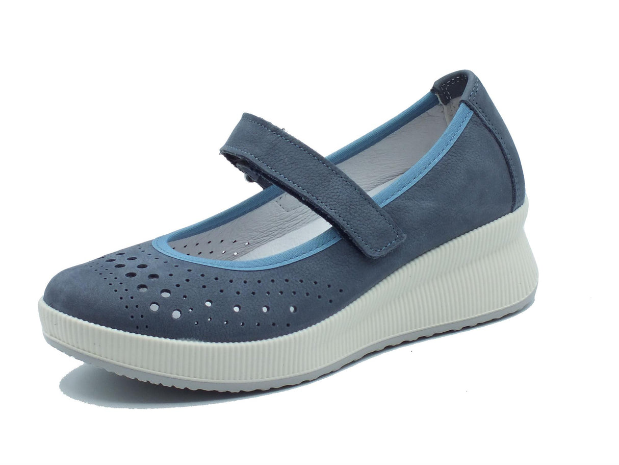 ENVAL Soft ENVAL Soft 5768811 Nabuk Codex Avio Ballerine per Donna con zeppa alta blu