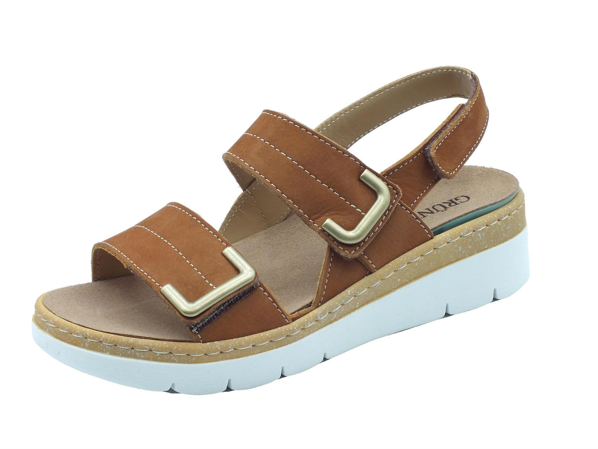 Grunland Grunland Moll SE0450 Cuoio Sandali per Donna in pelle con tripla chiusura a strappo Cuoio