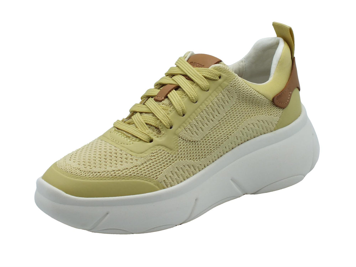 Geox Geox D45NHA Nebula Lt Yellow Sneakers per Donna in tessuto con zeppa bombata Lt Yellow