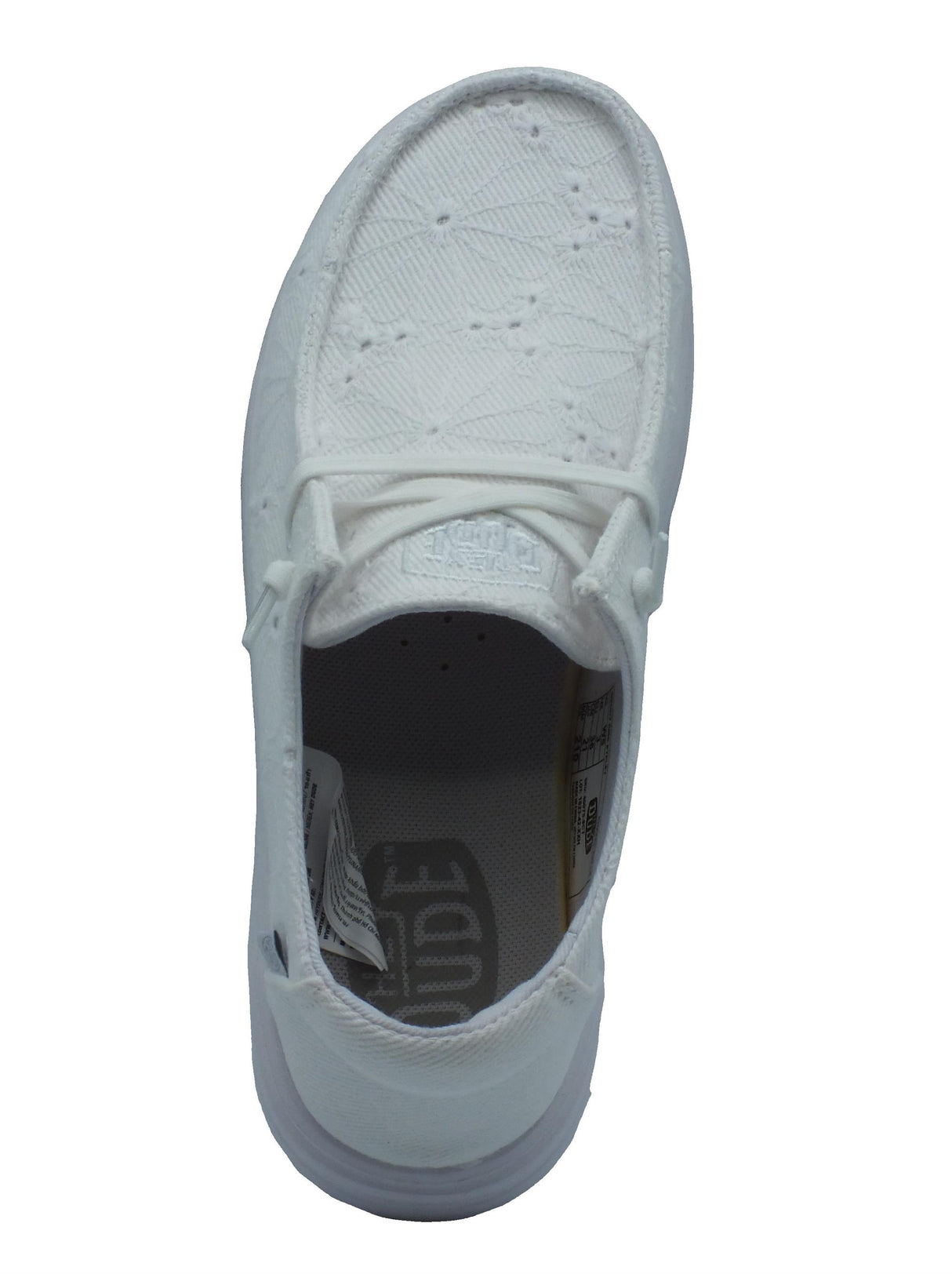 Hey Dude HeyDude 40075-9CT Wendy Rise Eyelet Chapel Bells Scarpe per Donna in tessuto tipo sangallo bianco Chapel Bells