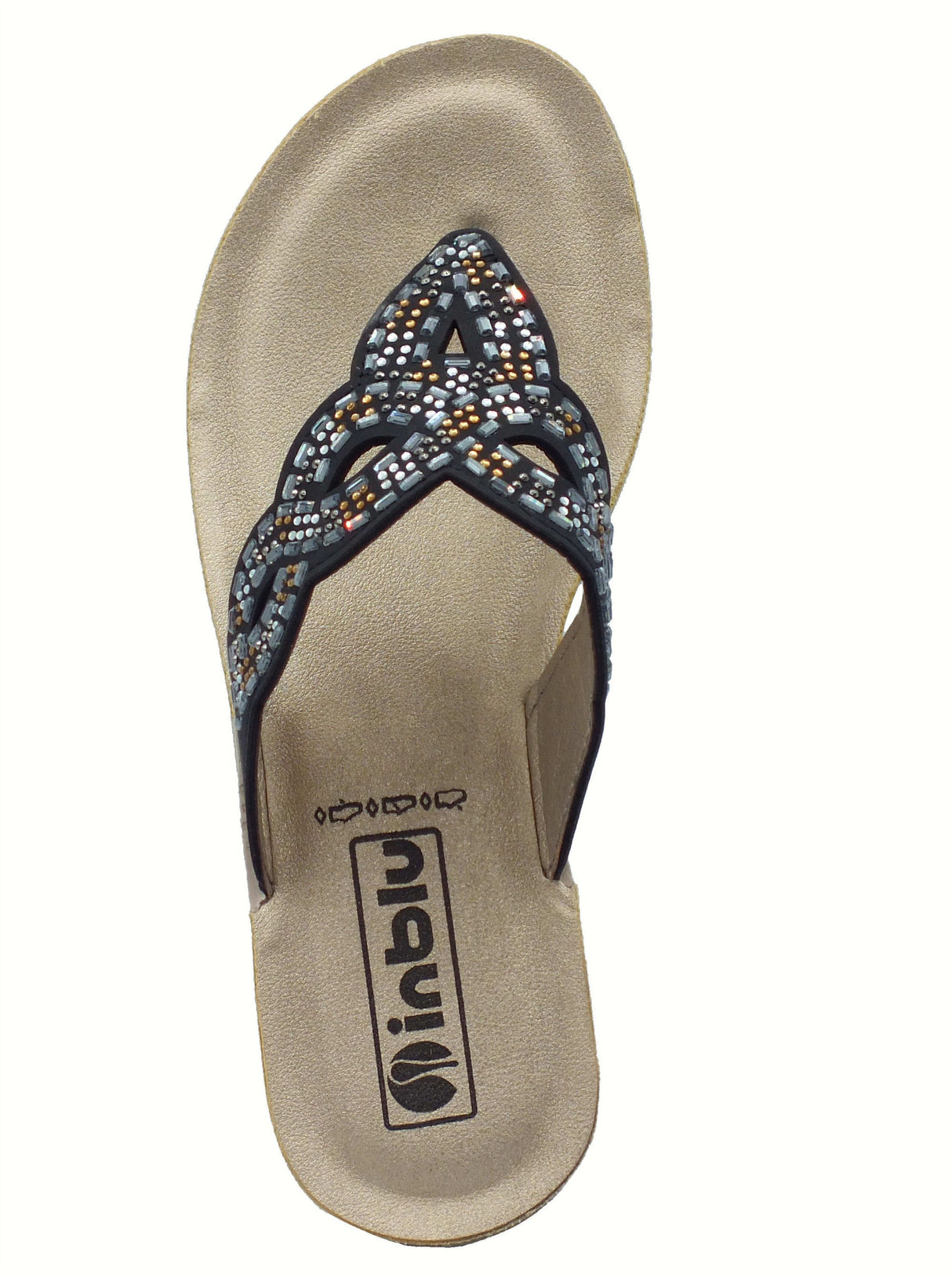 InBlu InBlu BV000044 Nero Infradito per Donna con strass nero