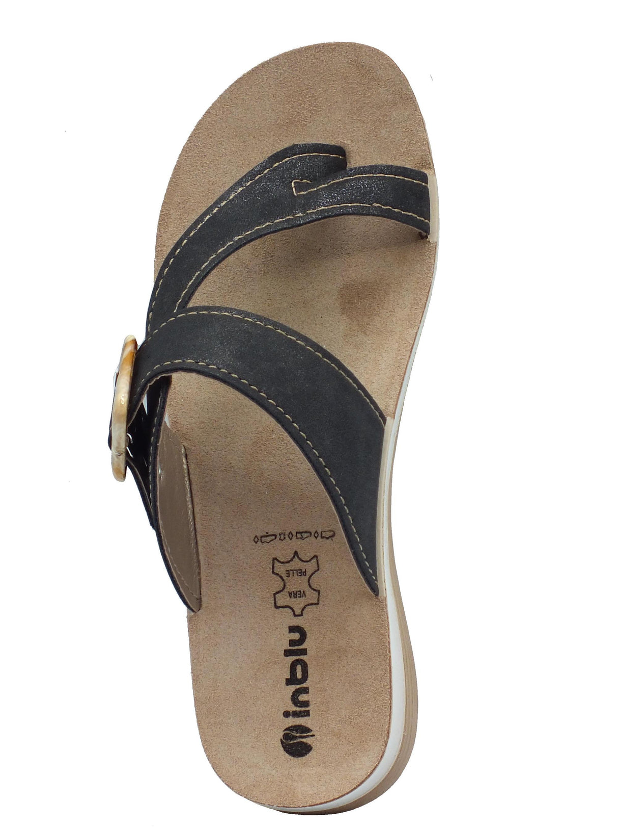 InBlu InBlu FT000015 Nero Infradito per Donna in ecopelle marrone con sottopiede in pelle soft Nero