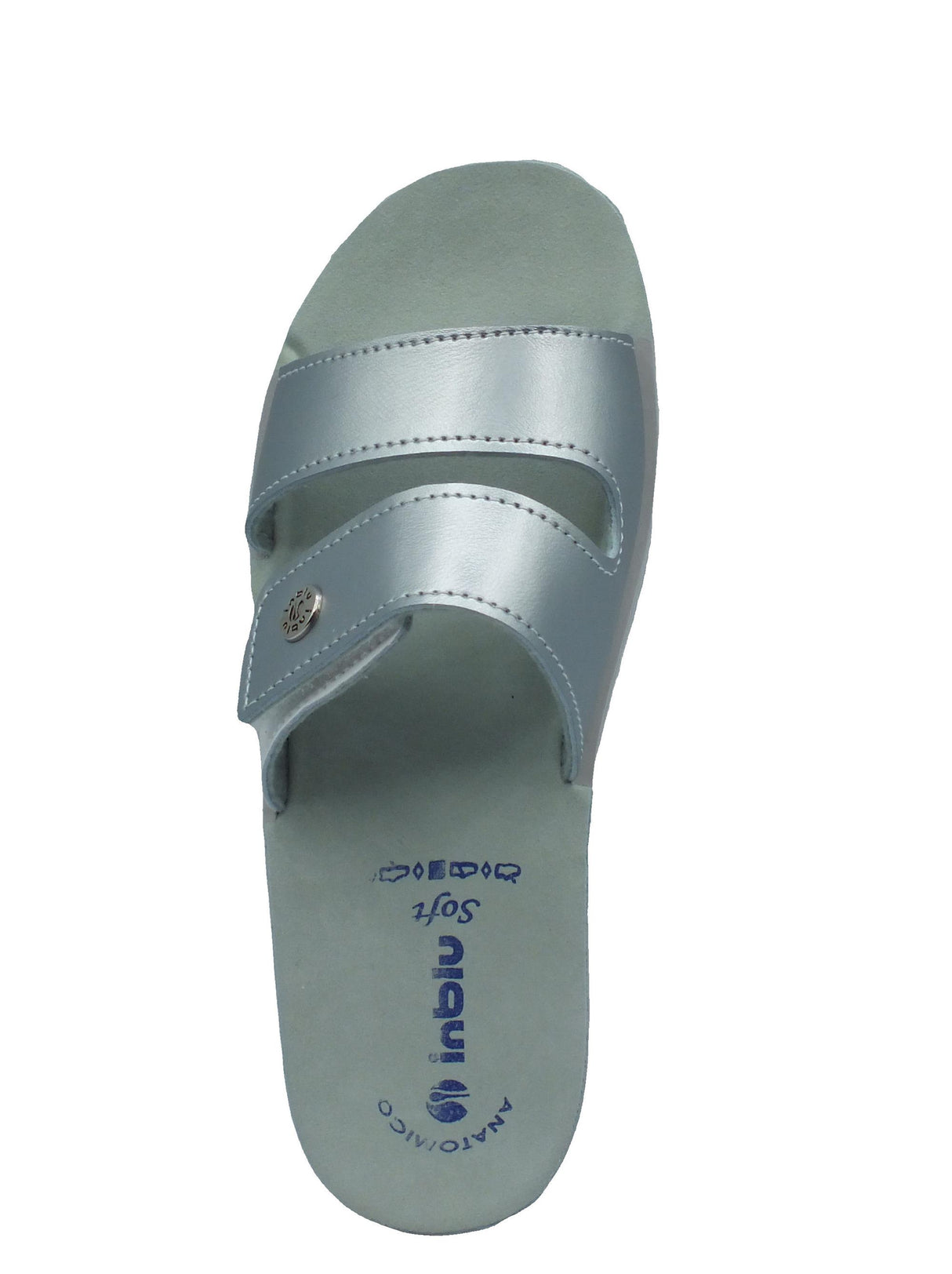 InBlu InBlu VR000063 Argento Ciabatte per Donna in ecopelle con chiusra a strappo e zeppa bassa Argento