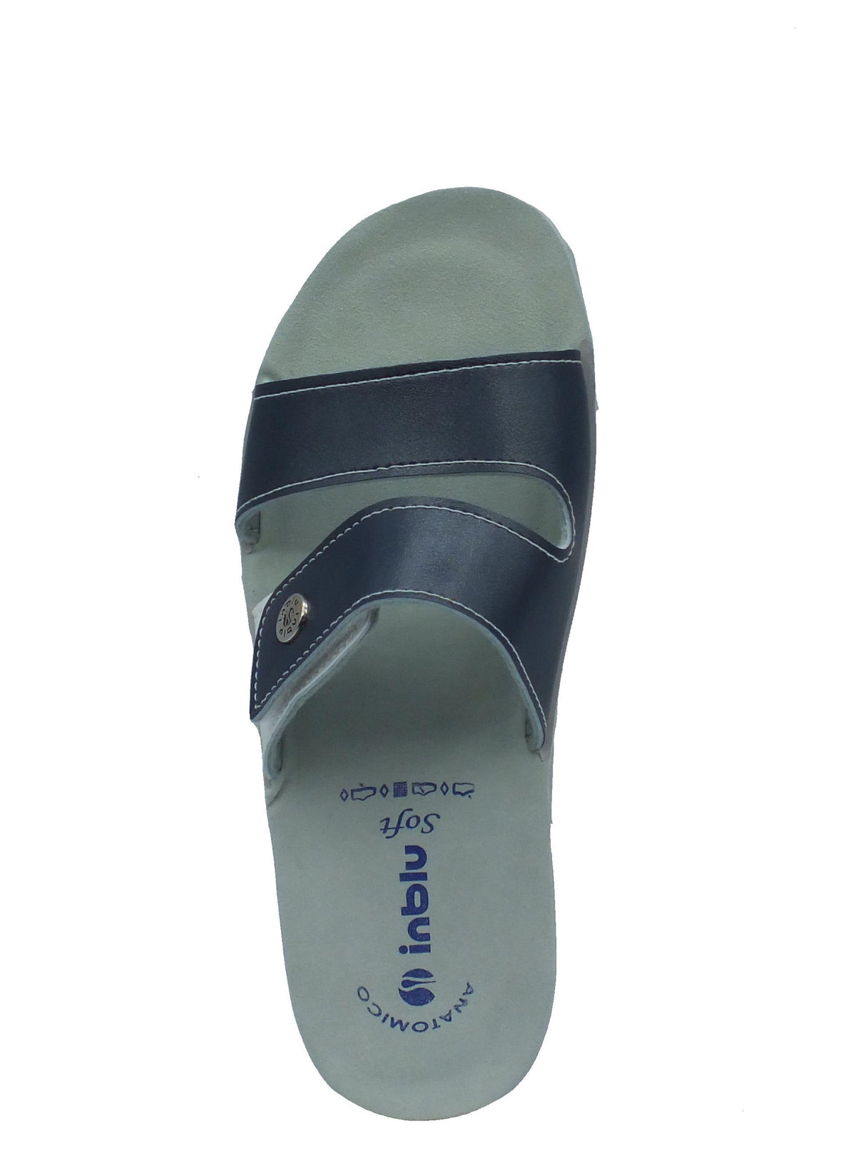 InBlu InBlu VR000063 Blu Ciabatte per Donna in ecopelle con chiusra a strappo e zeppa bassa Blu