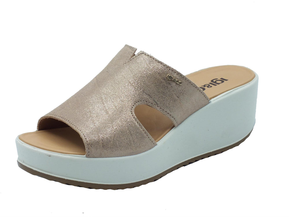 Igi&Co Igi&Co 5668633 Scamosciato Beige Sandali Scalsati per Donna in pelle con zeppa alta Beige