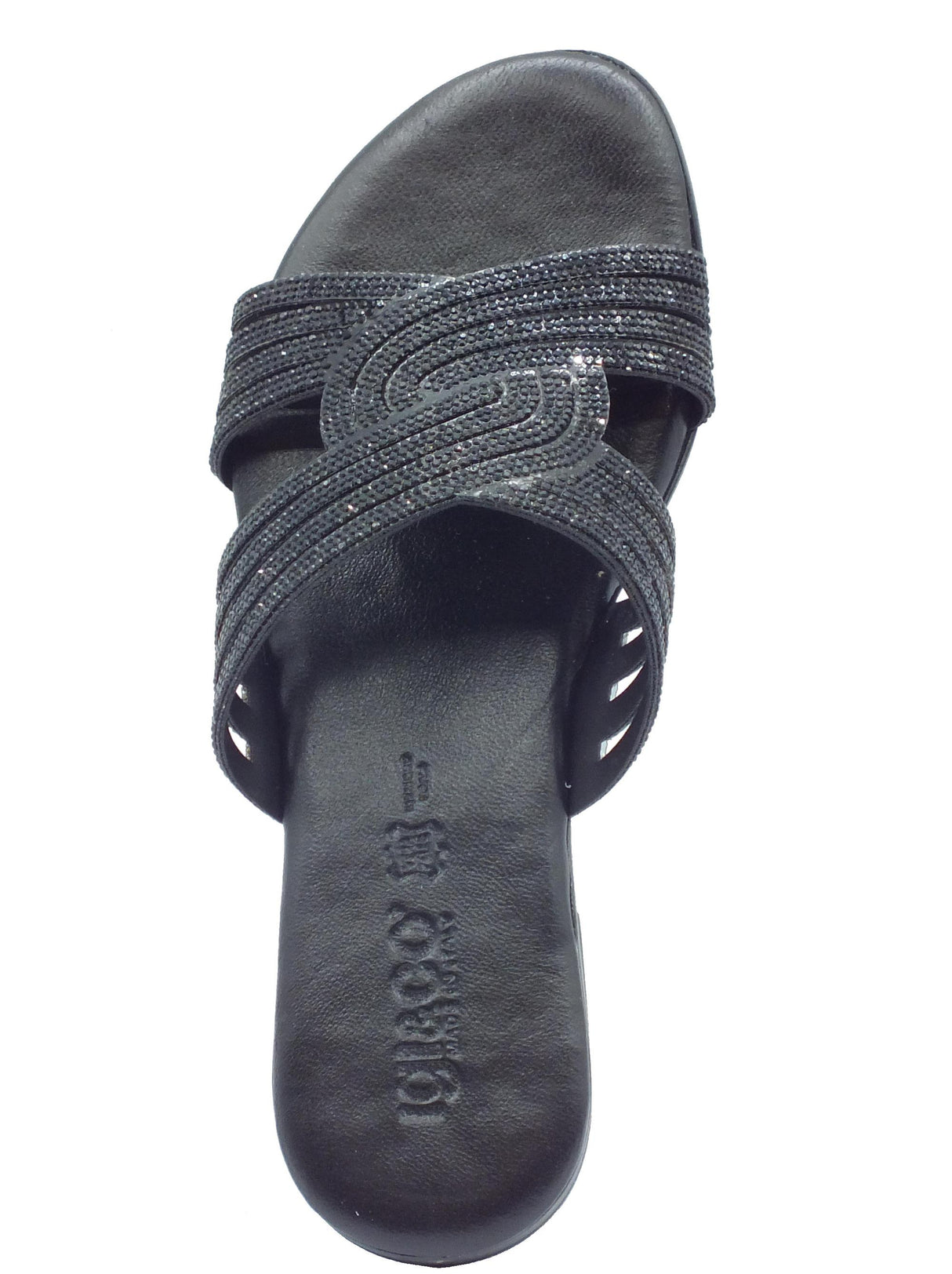 Igi&Co Igi&Co 5682400 London Nero Sandali Scalsati per Donna in pelle con brillantini nero tacco basso Nero