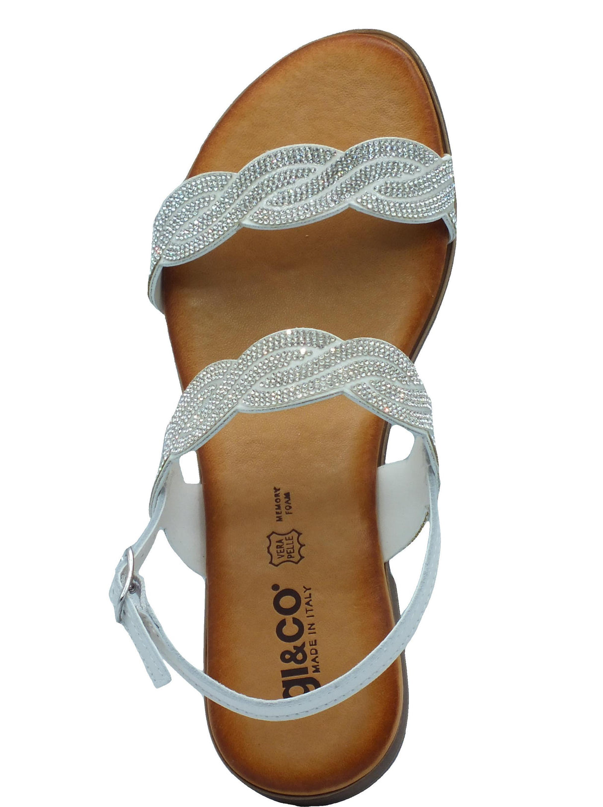 Igi&Co Igi&Co 5682544 Vitello Latte Sandali per Donna in pelle con brillantini argento tacco basso Latte